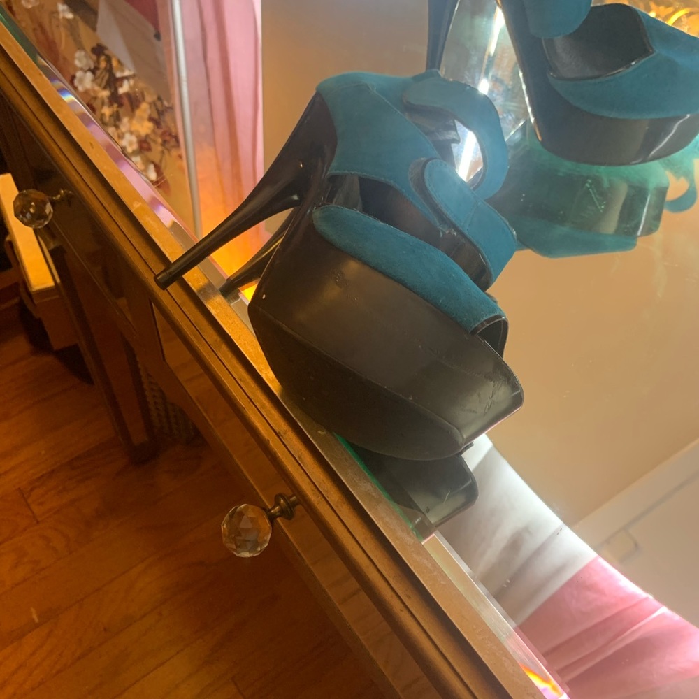 Topshop Teal Suede Sandals sz 40